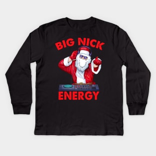 Big Nick Energy Funny Santa Christmas Kids Long Sleeve T-Shirt